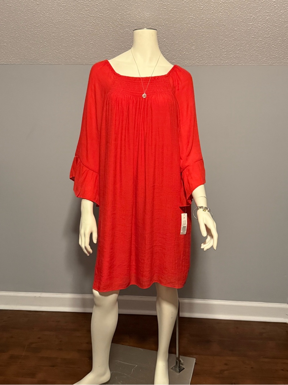 Flowy Red Dress with Ruffled Sleeves